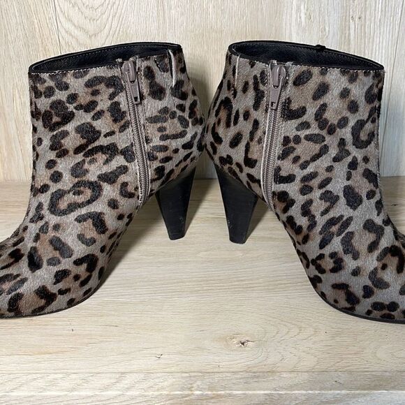M&S Collection Womens Animal Print Ankle Boots Insolia Heels Tan Leather Size 3/ - Picture 6 of 10